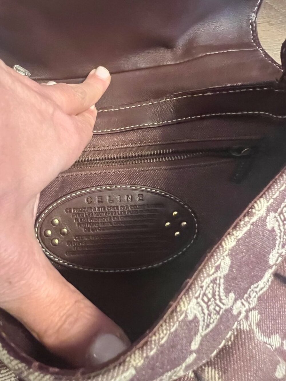 Celine Macadam Burgundy Denim Shoulder Bag - Picture 8 of 11